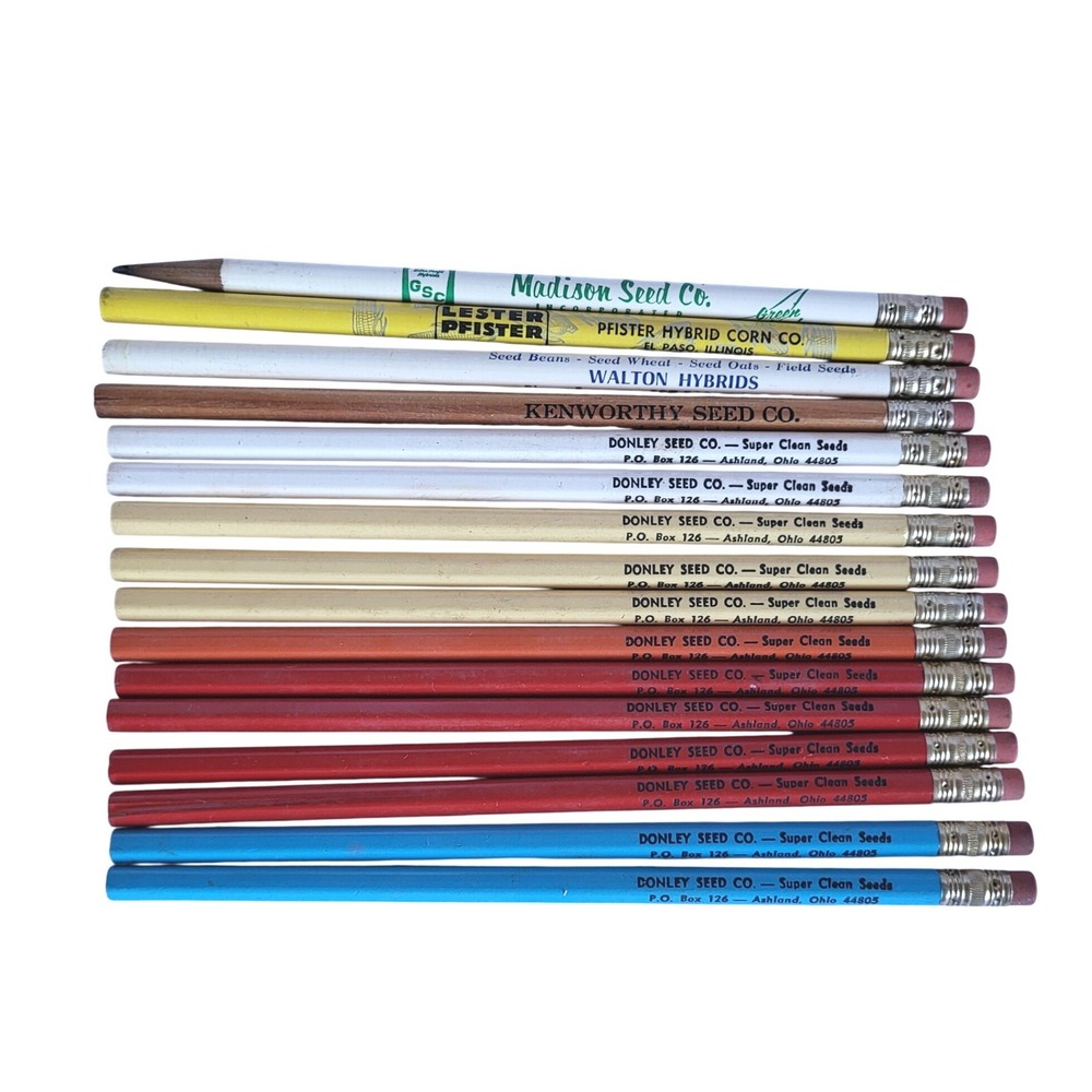 16 Vintage Farm Seed Pencils Lester Pfister Walton Madison‎ Kenworthy Donley